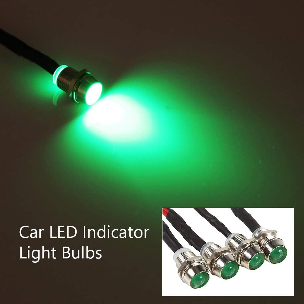 Led Pilot Light 12V, 4Pcs 12V Green LED Lights Indicator Light Indicator Lamp Car Van Boat Indicator Light Lamp Pilot Dash Bulbs Directional (Green)