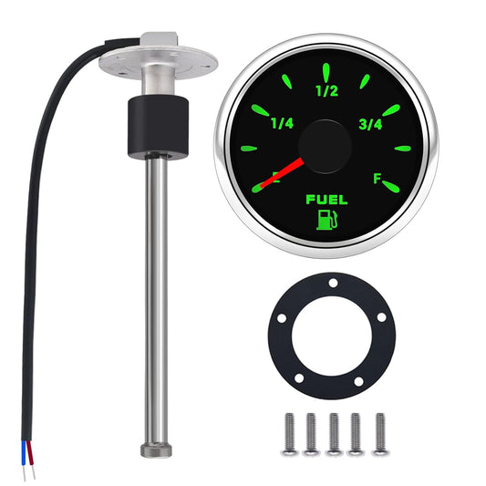 Marine Fuel Gauge Sending Unit 240-33 Ohms 4"(100Mm）For Boat Fuel Sender Stainless Steel and Digital Fuel Water Gauge with Backlight for Universal Vehicle Truck