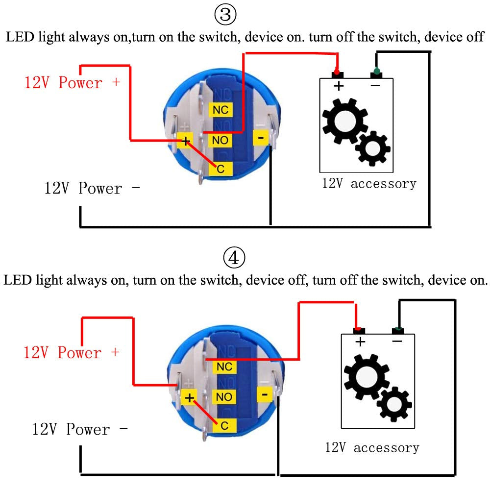 New 12V 5A 12V 19Mm Blue LED Momentary Push Button Metal Switch Car Boat Speakers Bells Horn