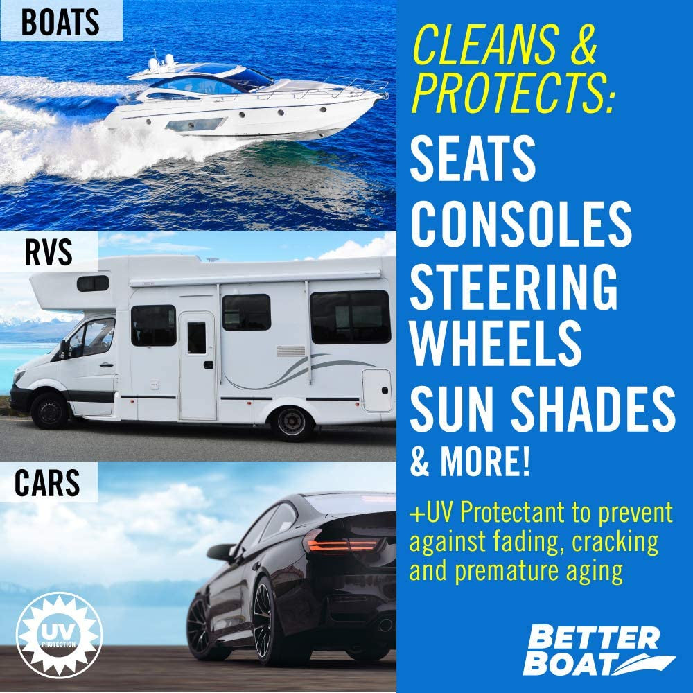 Boat Cleaner Wipes with UV Protection Boat Vinyl Cleaner and Protectant Car Leather Marine Boat Seat Cleaner Dashboard & Console Boat Cleaning Supplies Interior and Exterior Clean & Wash Products