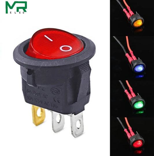 1PCS 12V Led Switch 20A 12V Light Switch Power Switch Car Button Lights ON/OFF 3Pin round Rocker Switch