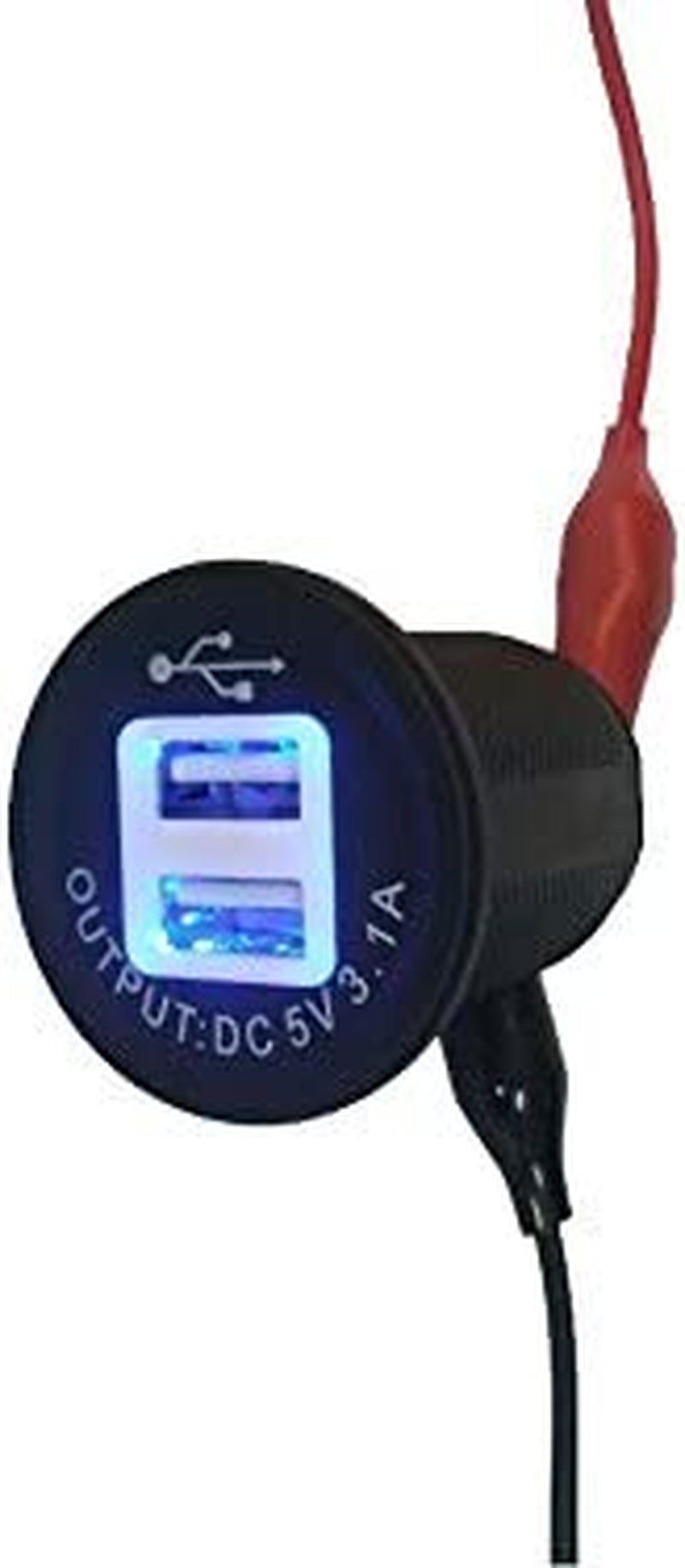 Dual USB Charger Socket for Boat/Rv/Car/Motor-Home (Black W/White Light)